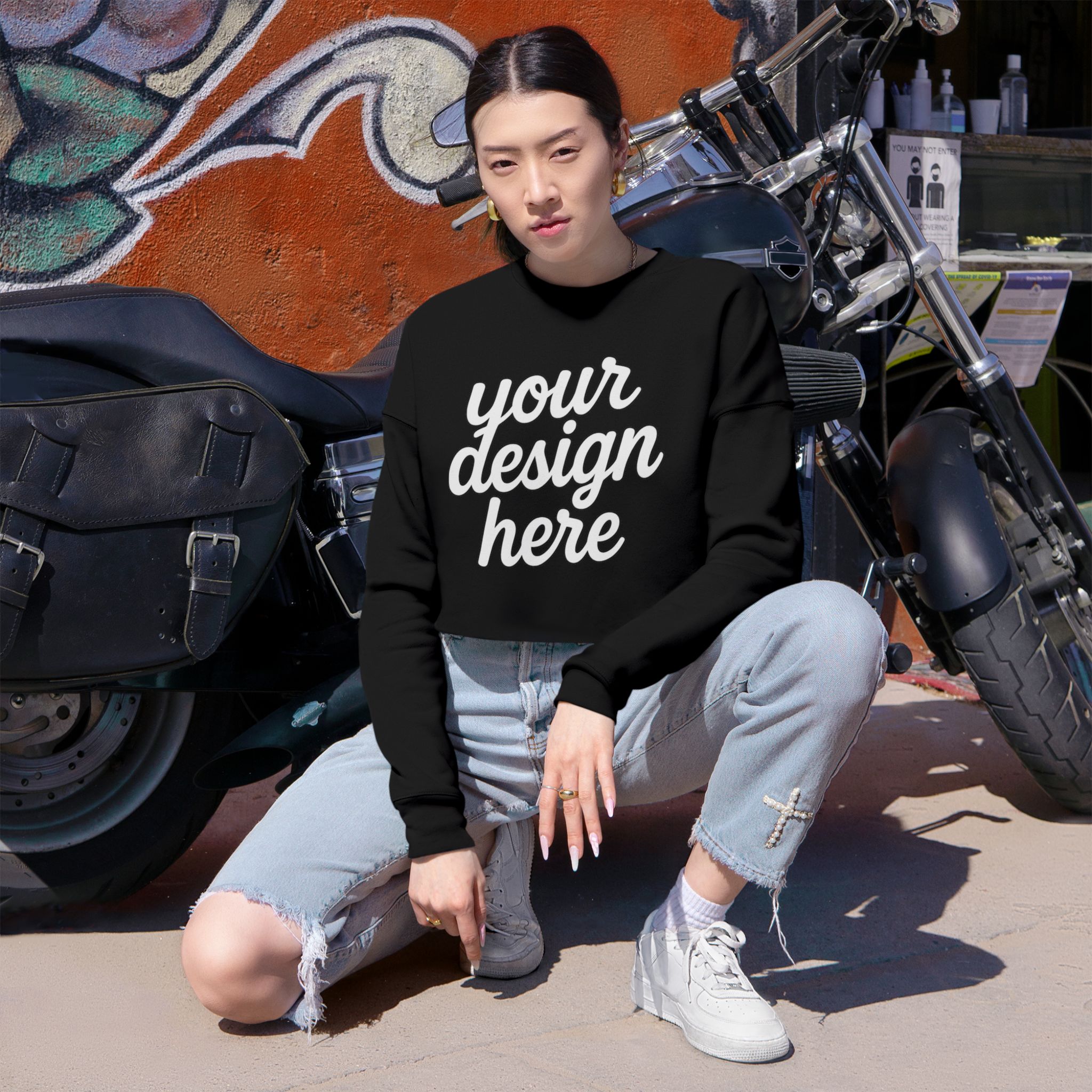11796980106815186087_2048.jpeg Trendy Women's Cropped Sweatshirt with Customizable Design, Casual Wear, Cozy Fashion, Gift for Her, Stylish Sweater