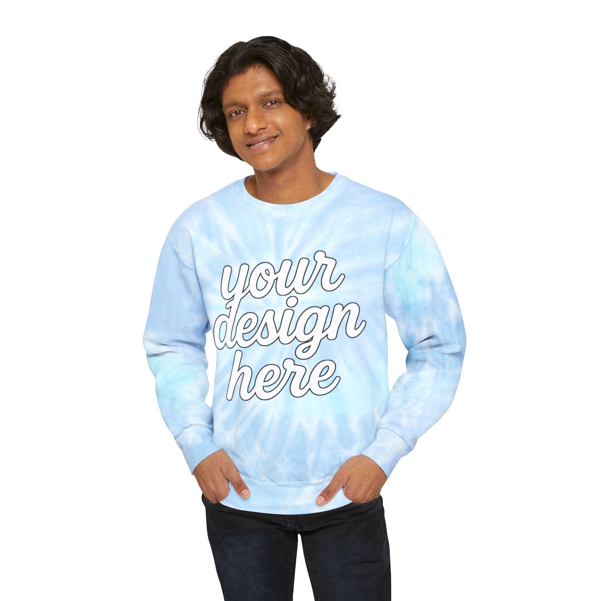 12399031159714951771_2048.jpeg Trendy Unisex Tie-Dye Sweatshirt, Cozy Fashion, Stylish Gift, Warm Layer, Perfect for Fall/Winter, Customizable Design