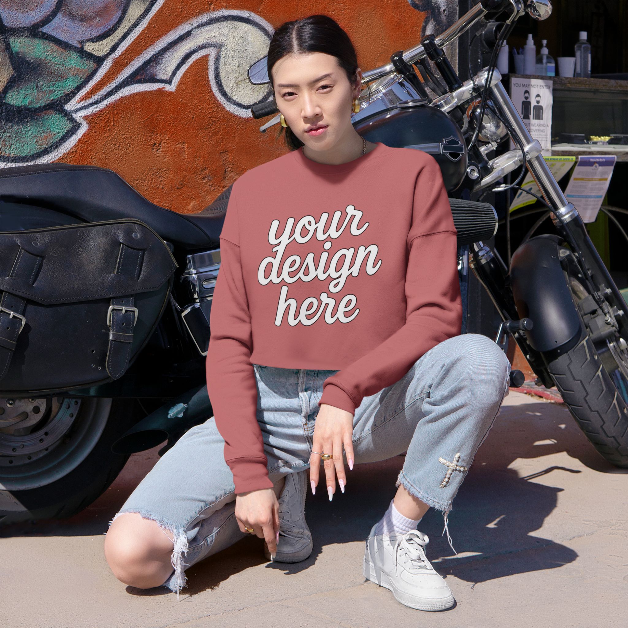 12902108673032200947_2048.jpeg Trendy Women's Cropped Sweatshirt with Customizable Design, Casual Wear, Cozy Fashion, Gift for Her, Stylish Sweater