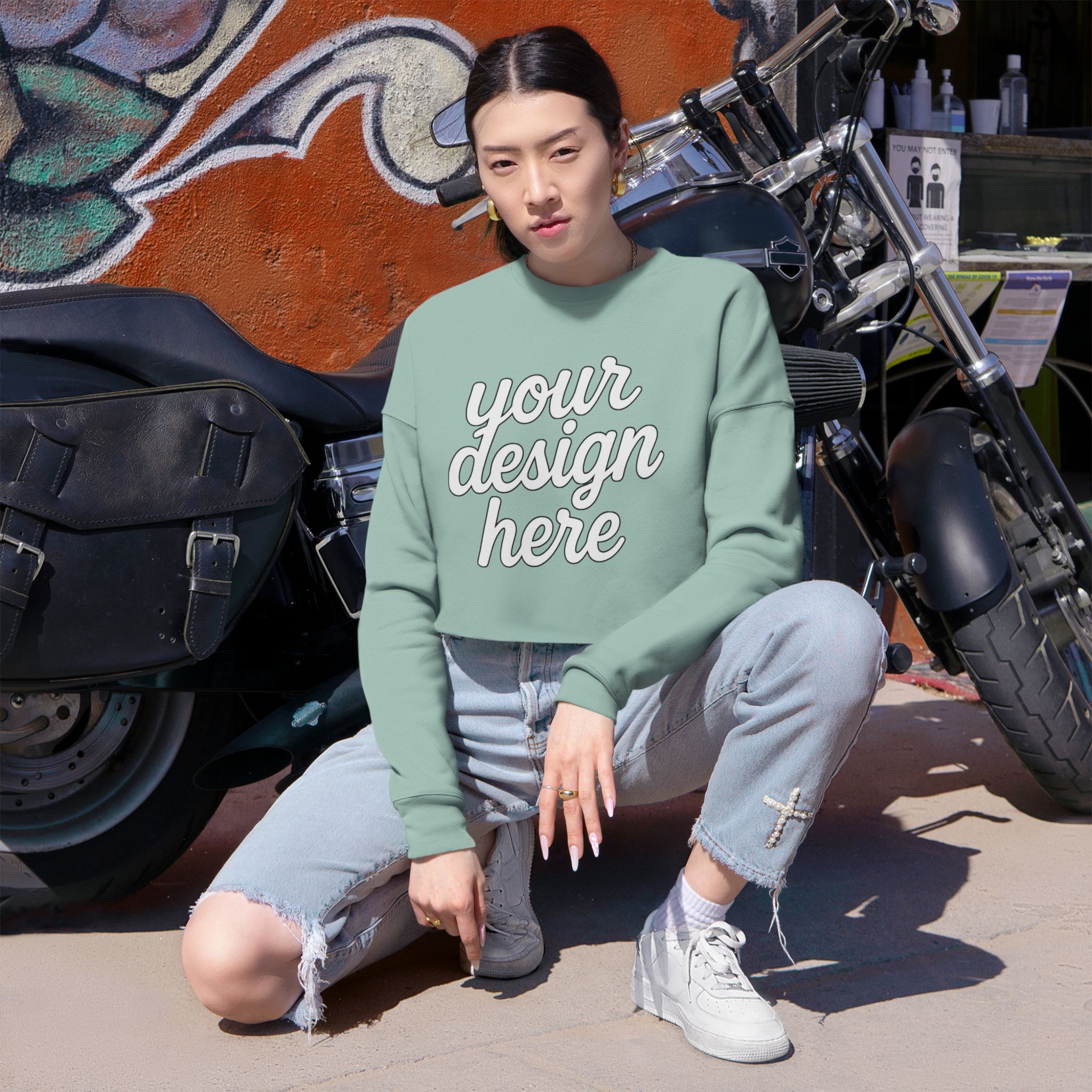 17452736840993377200_2048.jpeg Trendy Women's Cropped Sweatshirt with Customizable Design, Casual Wear, Cozy Fashion, Gift for Her, Stylish Sweater