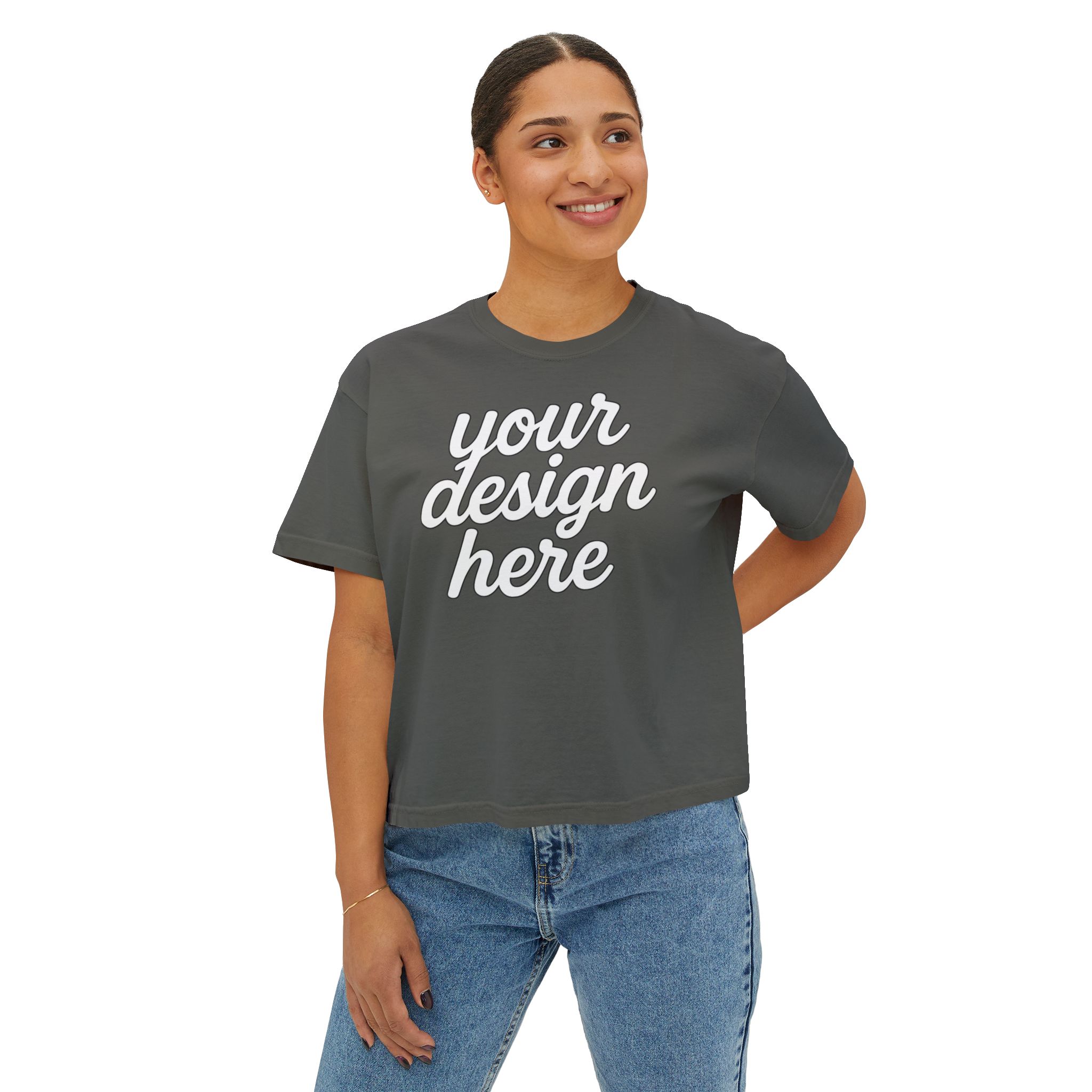 4897965145833027017_2048-1.jpeg Stylish Women's Boxy Tee, Trendy Casual Shirt for Everyday Wear, Perfect for Summer, Gift Idea for Women, Customizable Graphic Tee