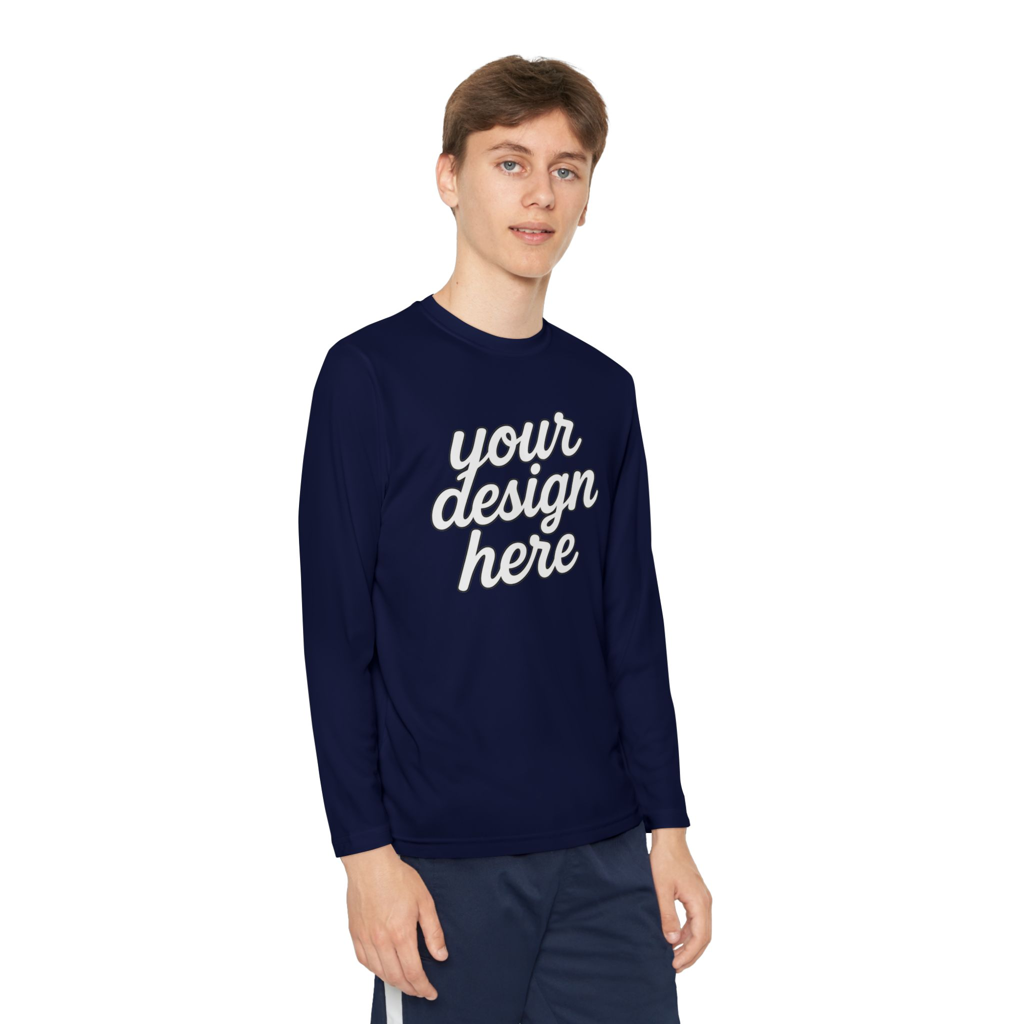 11534823003826881527_2048.webp Custom Youth Long Sleeve Tee for Active Kids, Personalized Athletic Shirt, Ideal for Sports, Birthdays, Gifts, Family Events