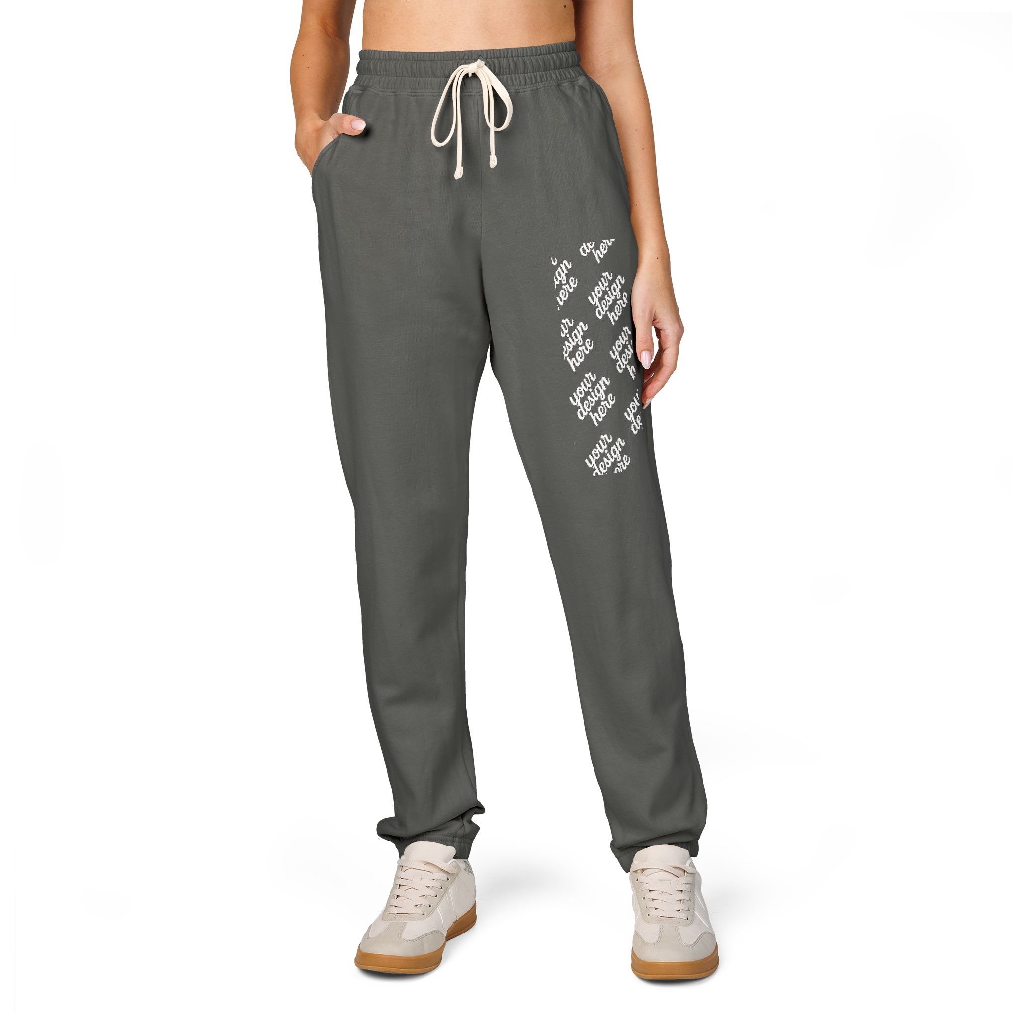 11545619675350854374_2048.jpeg Cozy Garment-Dyed Fleece Sweatpants with Floral Design, Comfy Lounge Pants, Perfect for Relaxation, Casual Wear, Home and Gift