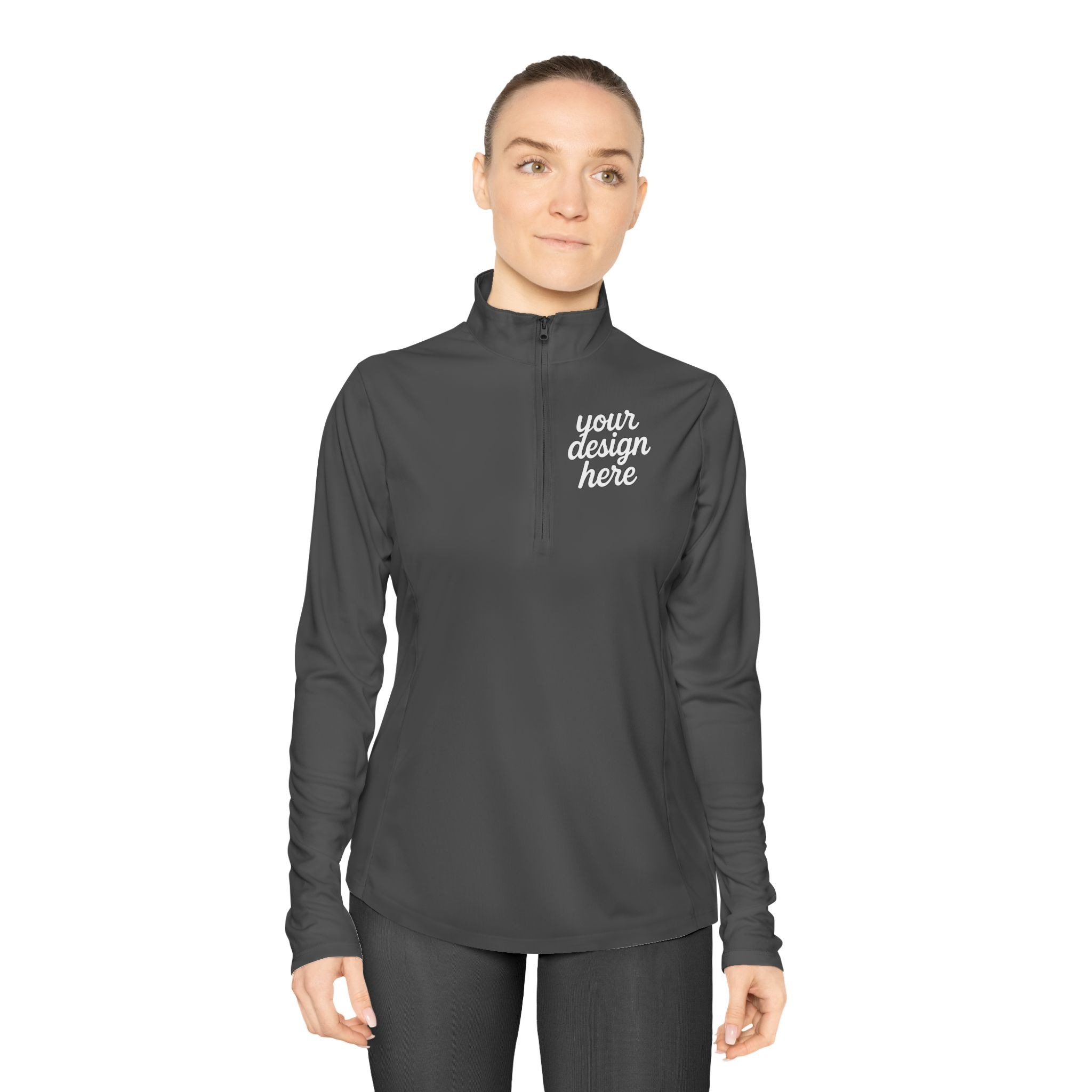11549103618230424839_2048.jpeg Ladies Quarter-Zip Pullover with Inspirational Quote, Cozy Activewear for Women, Perfect for Gifts, Workout, Casual Wear, Stylish Layering