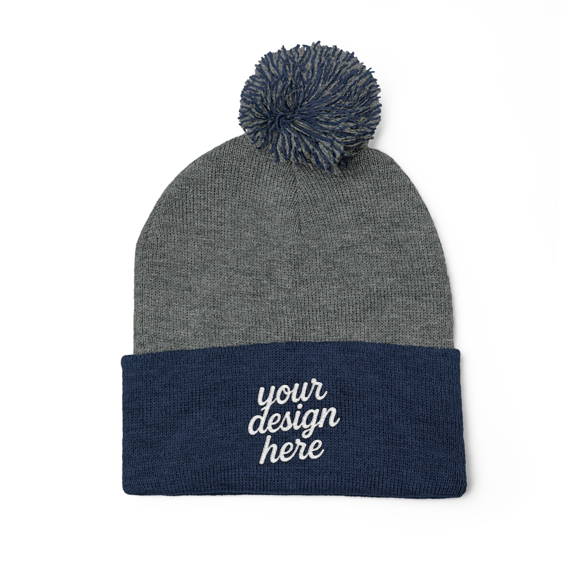 11711002817036207126_2048.webp Cozy Pom-Pom Knit Cap - Custom Embroidered Beanie, Winter Fashion Accessory, Gift for Him/Her, Winter Hat, Casual Headwear