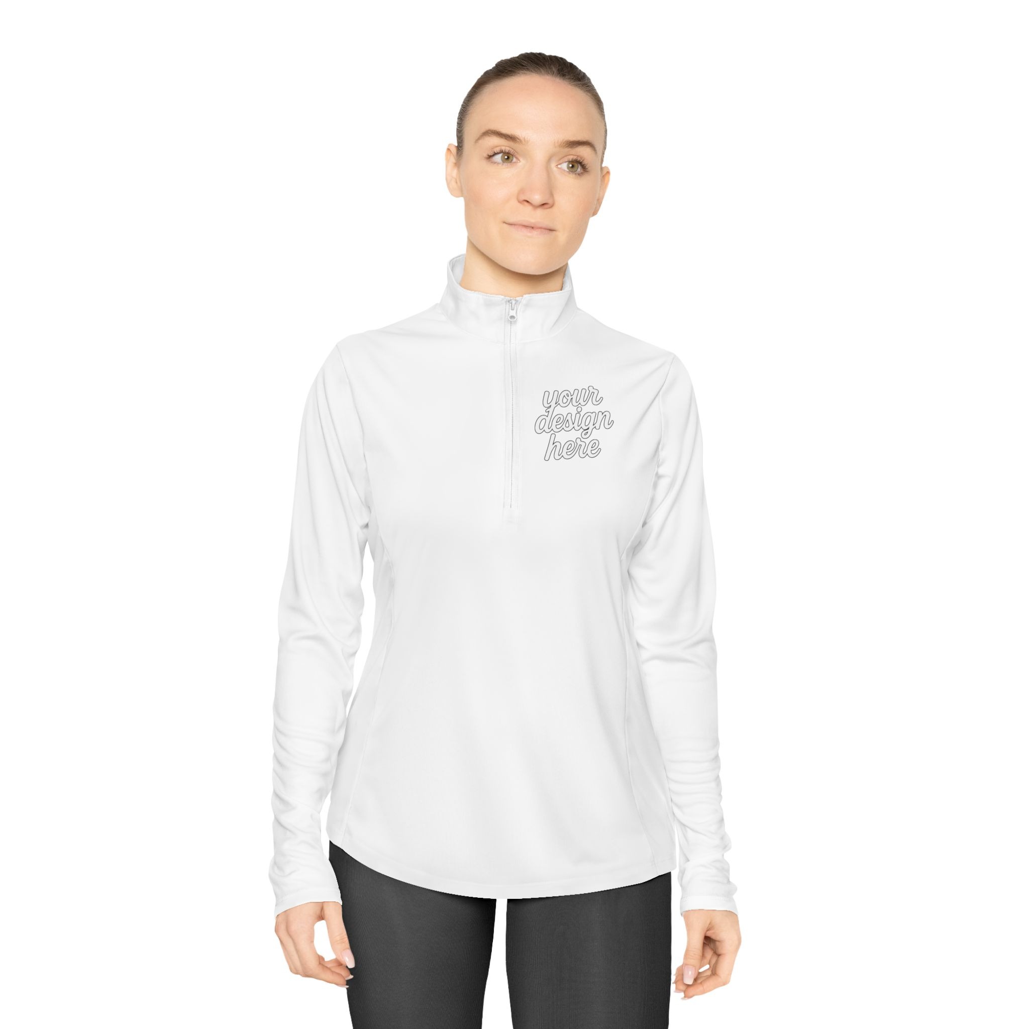 11962760606309998662_2048.jpeg Ladies Quarter-Zip Pullover with Inspirational Quote, Cozy Activewear for Women, Perfect for Gifts, Workout, Casual Wear, Stylish Layering