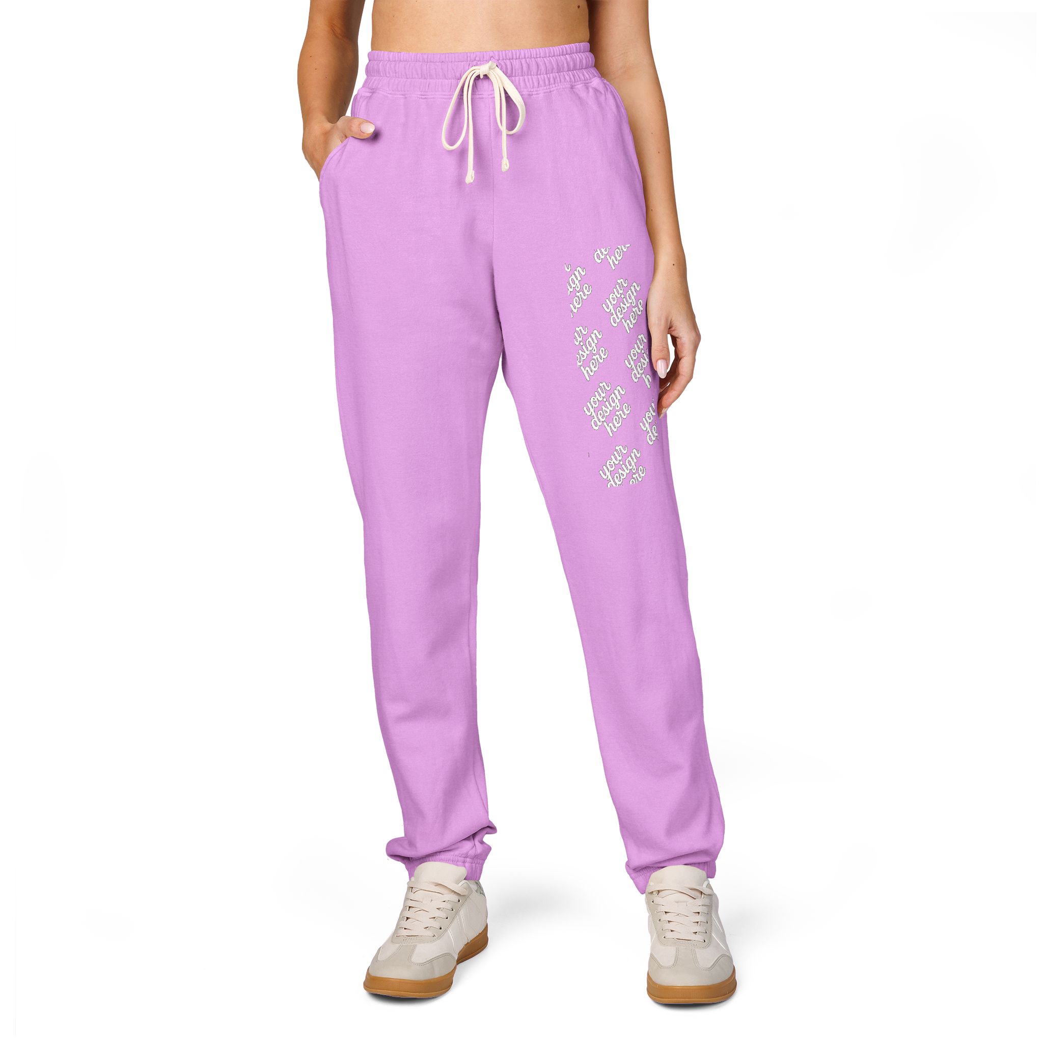 12364445208014189337_2048.jpeg Cozy Garment-Dyed Fleece Sweatpants with Floral Design, Comfy Lounge Pants, Perfect for Relaxation, Casual Wear, Home and Gift