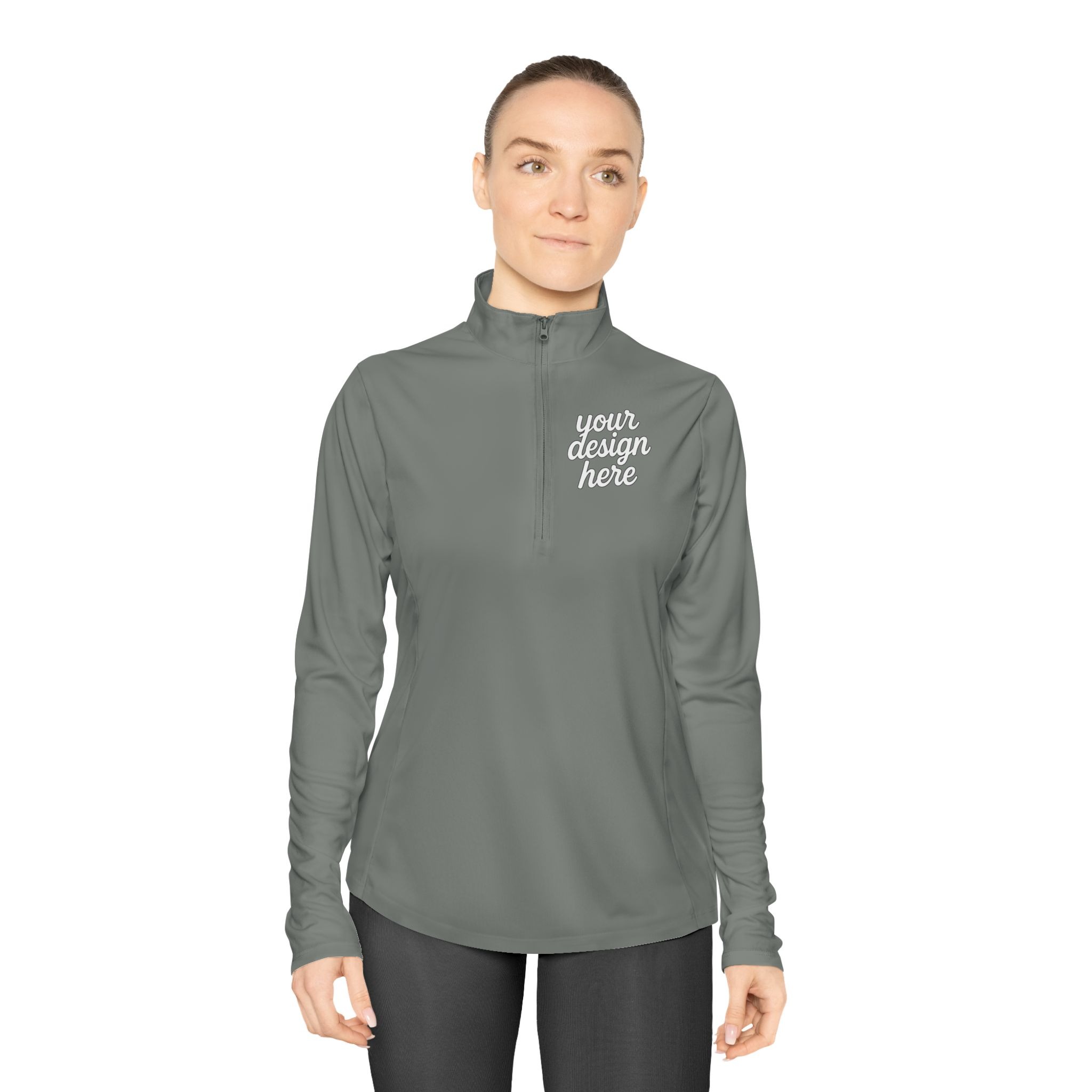 12397252292306498233_2048.jpeg Ladies Quarter-Zip Pullover with Inspirational Quote, Cozy Activewear for Women, Perfect for Gifts, Workout, Casual Wear, Stylish Layering