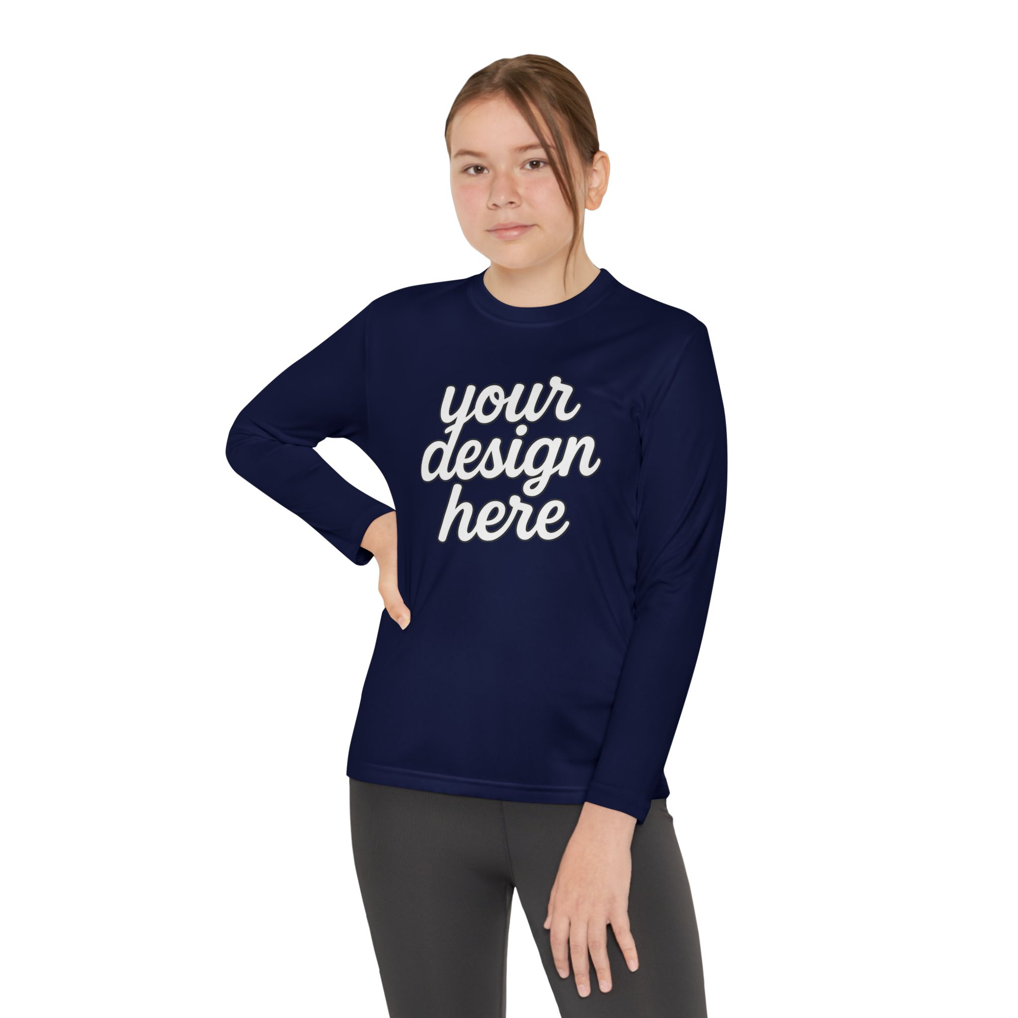 13145511202476659236_2048.webp Custom Youth Long Sleeve Tee for Active Kids, Personalized Athletic Shirt, Ideal for Sports, Birthdays, Gifts, Family Events