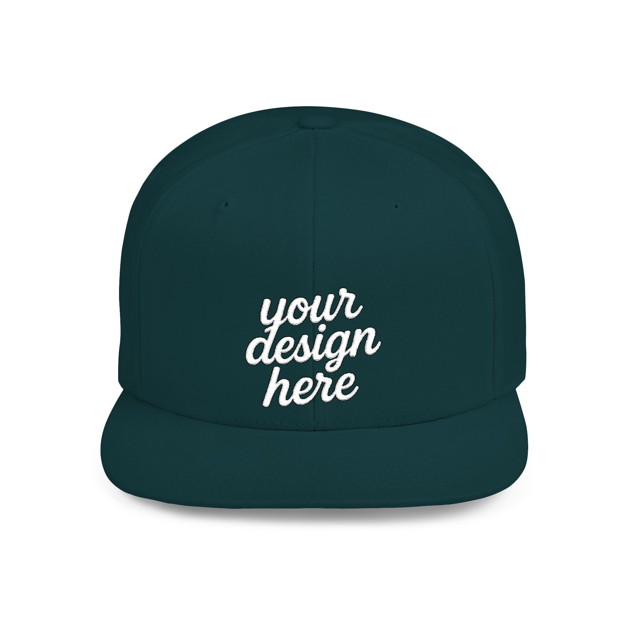 Snapback Hat - Stylish Flat Bill Cap for Adults with Classic Green Undervisor and Adjustable Closure