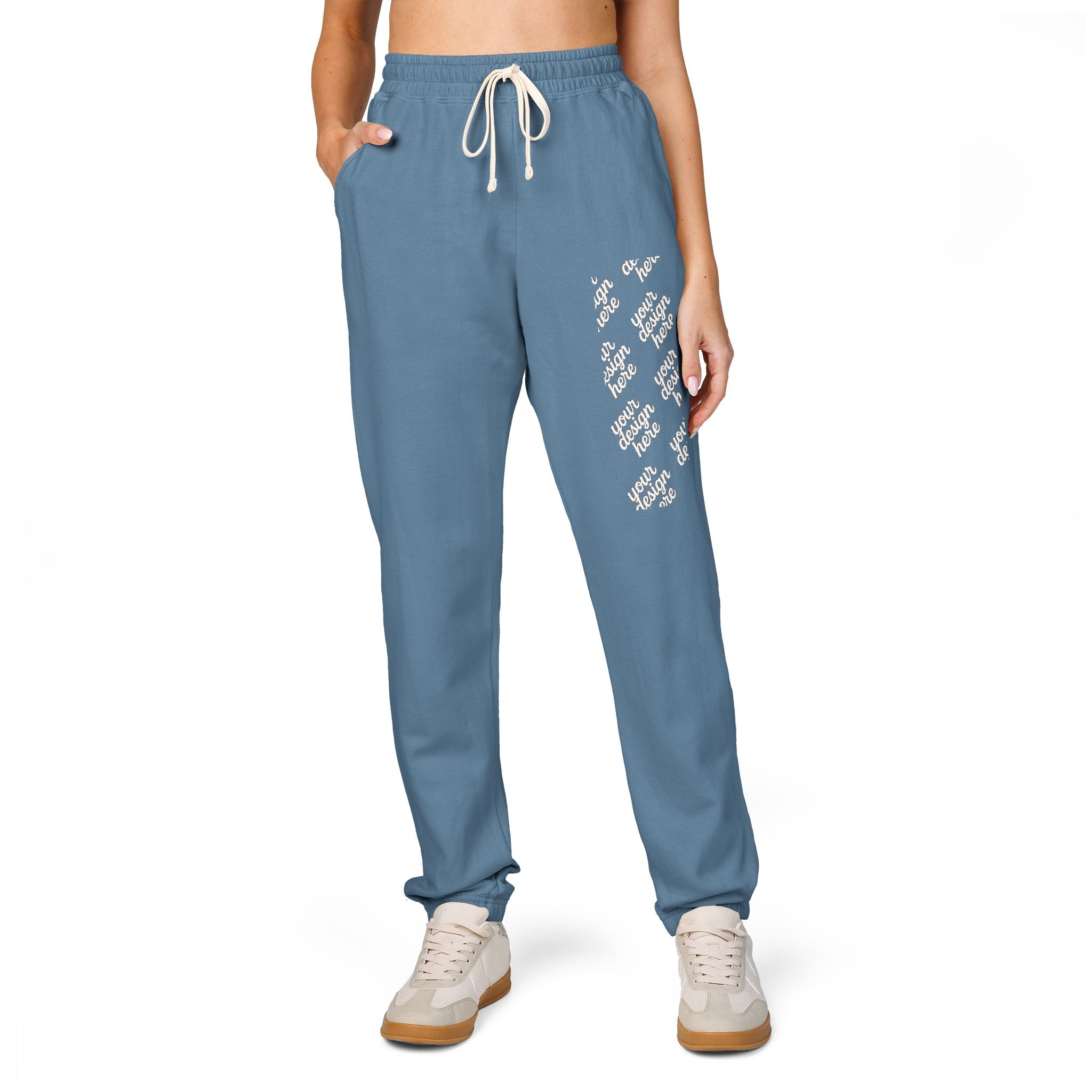15216690804701387969_2048.jpeg Cozy Garment-Dyed Fleece Sweatpants with Floral Design, Comfy Lounge Pants, Perfect for Relaxation, Casual Wear, Home and Gift