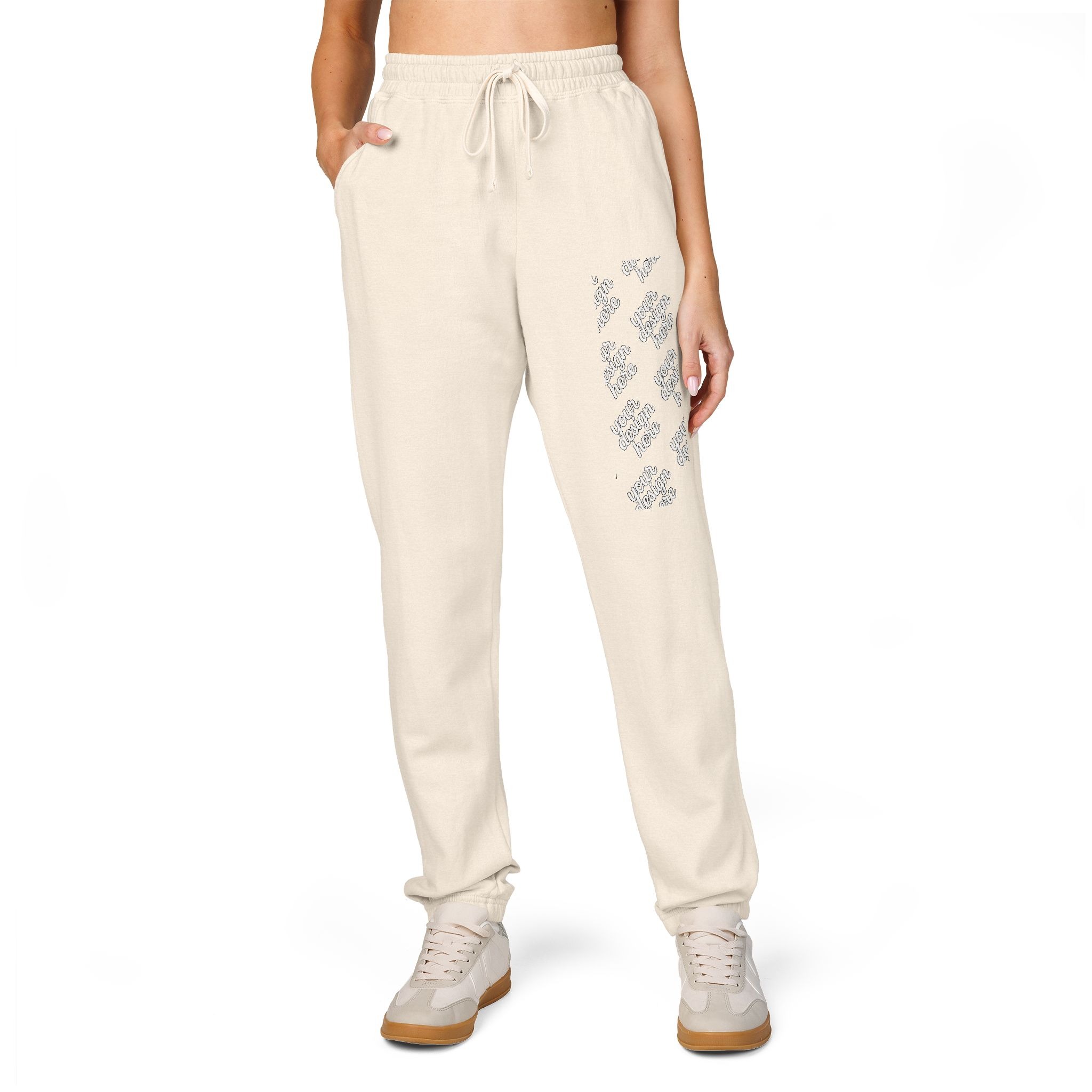 15675830985757771399_2048.jpeg Cozy Garment-Dyed Fleece Sweatpants with Floral Design, Comfy Lounge Pants, Perfect for Relaxation, Casual Wear, Home and Gift