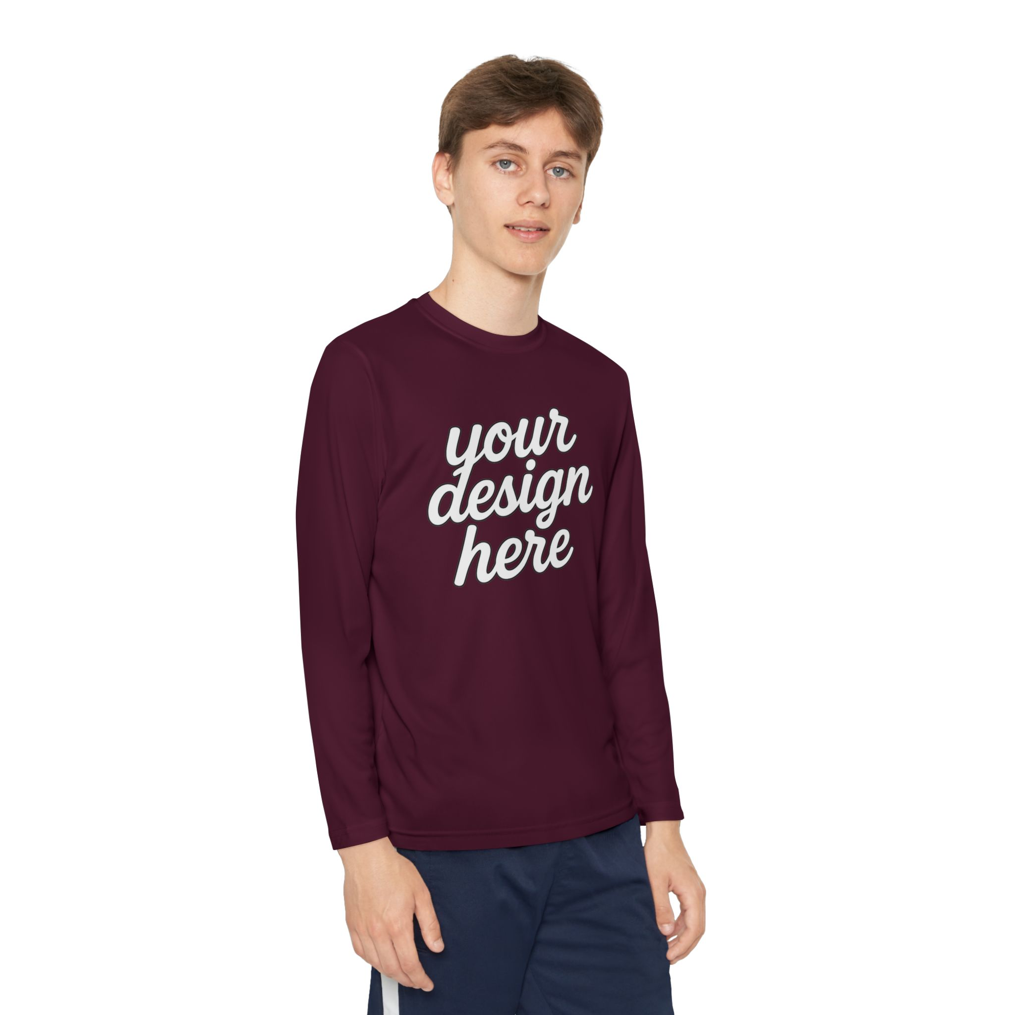 15742098416114669016_2048.webp Custom Youth Long Sleeve Tee for Active Kids, Personalized Athletic Shirt, Ideal for Sports, Birthdays, Gifts, Family Events