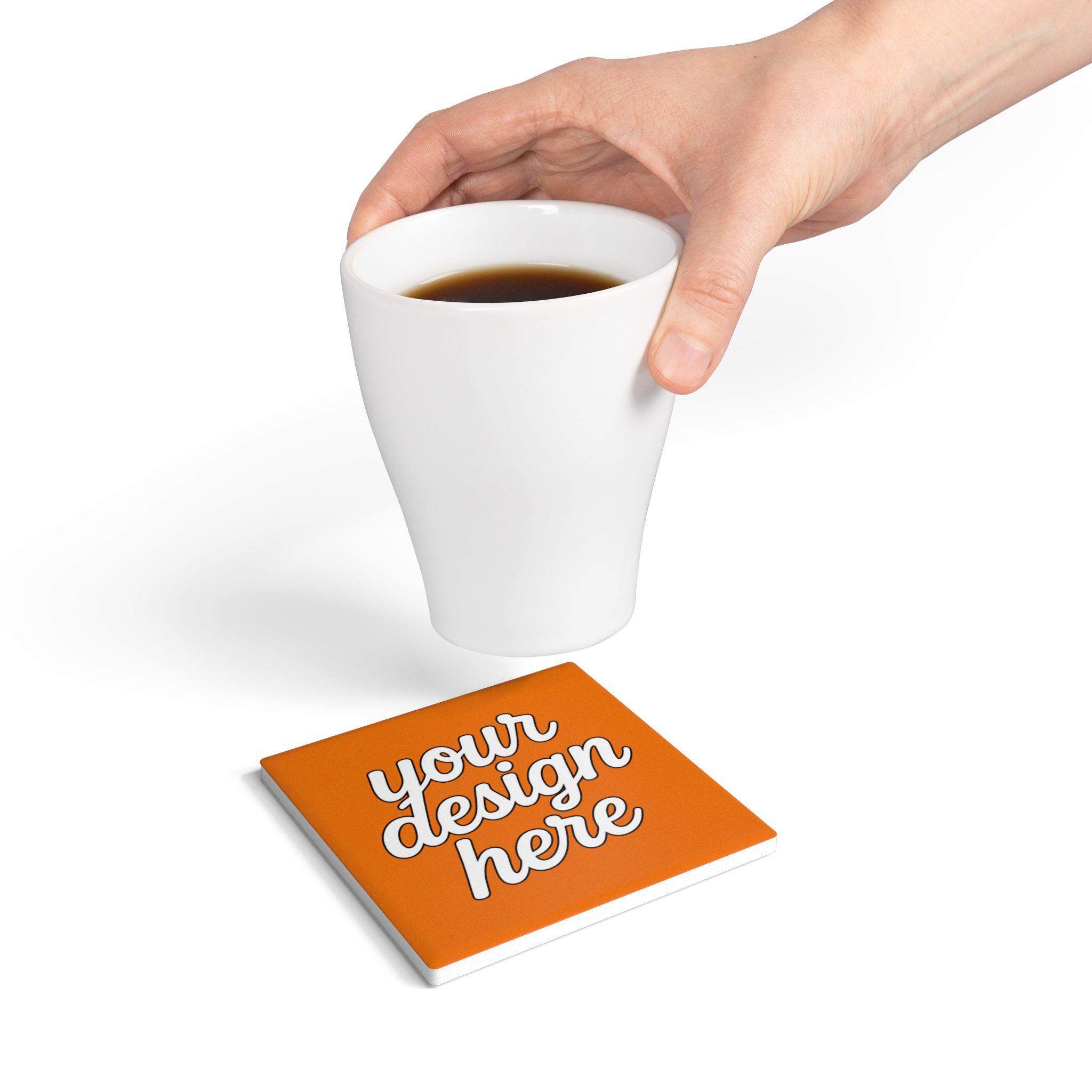 16094170625212483038_2048.webp Customizable Orange Ceramic Coaster, Stylish Drink Coaster, Personalized Gift, Home Bar Decor, Kitchen Accessory, Housewarming Gift