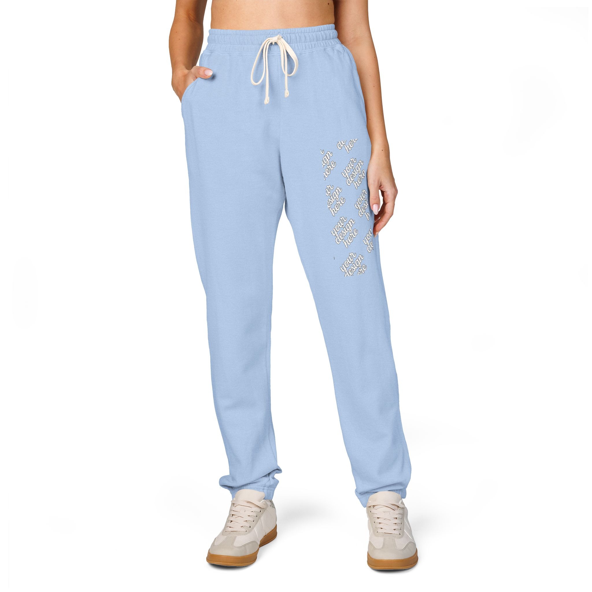 17445509490025809963_2048.jpeg Cozy Garment-Dyed Fleece Sweatpants with Floral Design, Comfy Lounge Pants, Perfect for Relaxation, Casual Wear, Home and Gift
