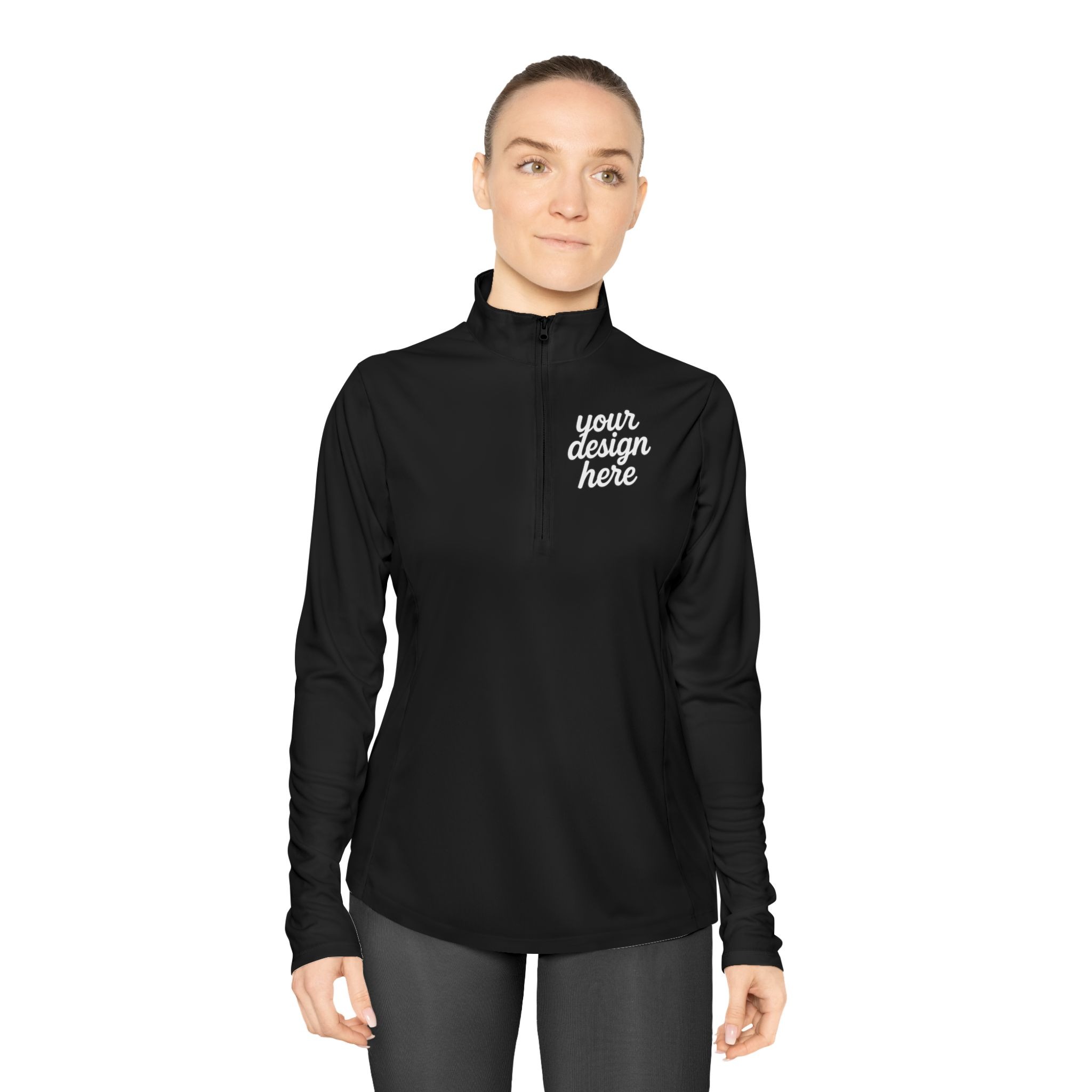 18093359590388587062_2048.jpeg Ladies Quarter-Zip Pullover with Inspirational Quote, Cozy Activewear for Women, Perfect for Gifts, Workout, Casual Wear, Stylish Layering