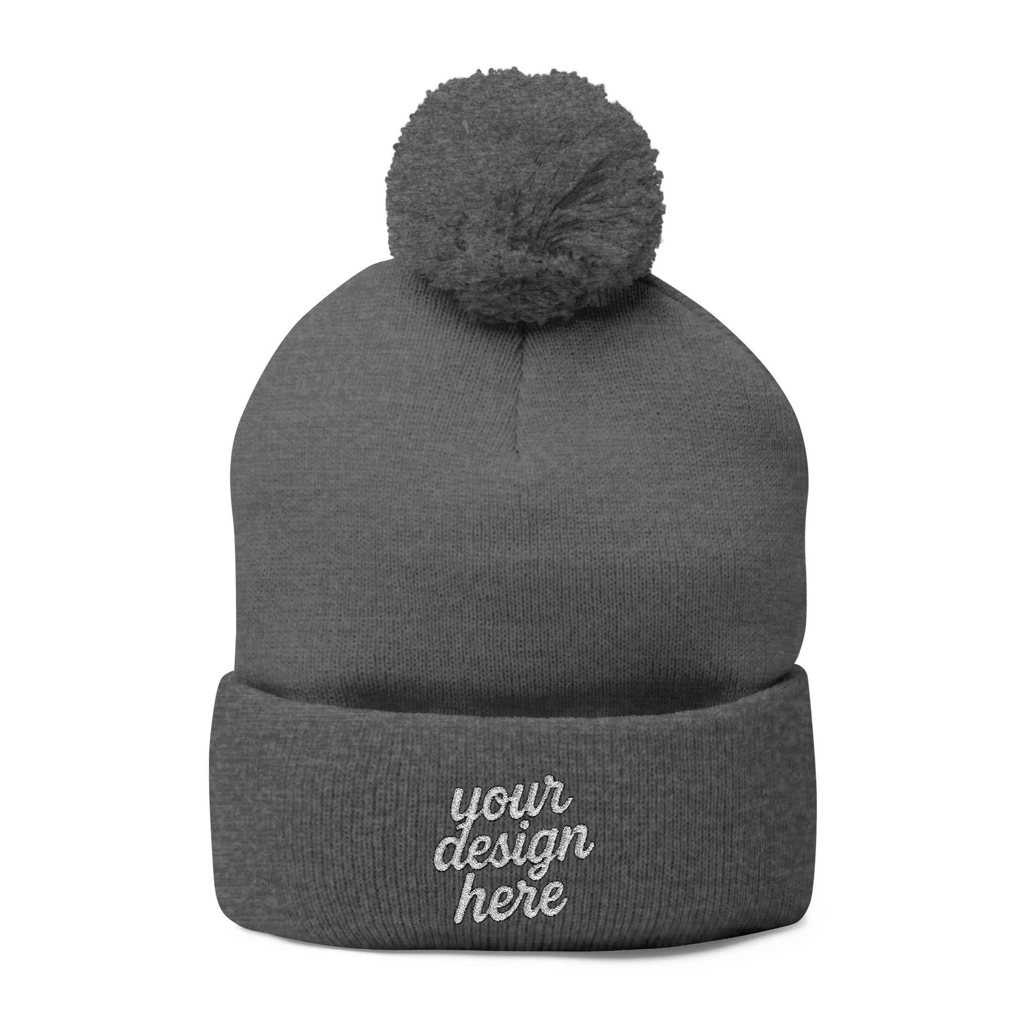 18389361117182591625_2048.webp Cozy Pom-Pom Knit Cap - Custom Embroidered Beanie, Winter Fashion Accessory, Gift for Him/Her, Winter Hat, Casual Headwear