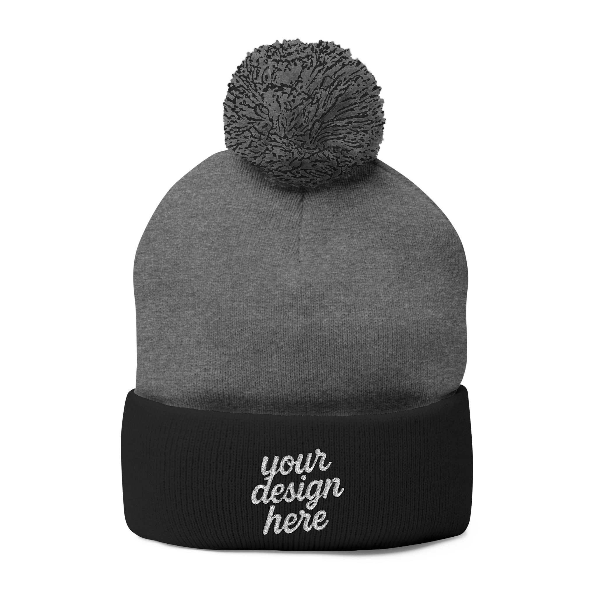 3830474097892313384_2048.webp Cozy Pom-Pom Knit Cap - Custom Embroidered Beanie, Winter Fashion Accessory, Gift for Him/Her, Winter Hat, Casual Headwear