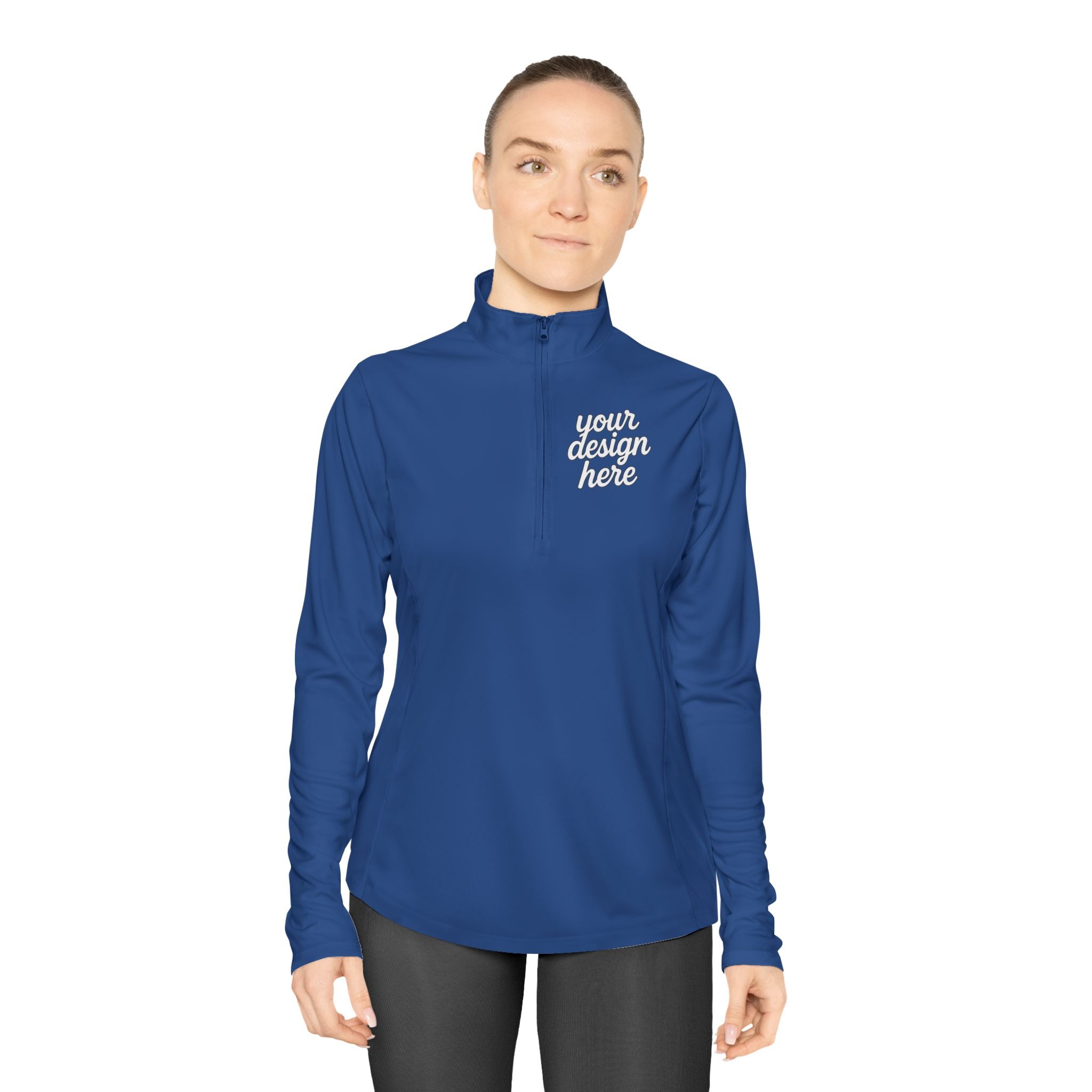 3934458371892233983_2048.jpeg Ladies Quarter-Zip Pullover with Inspirational Quote, Cozy Activewear for Women, Perfect for Gifts, Workout, Casual Wear, Stylish Layering