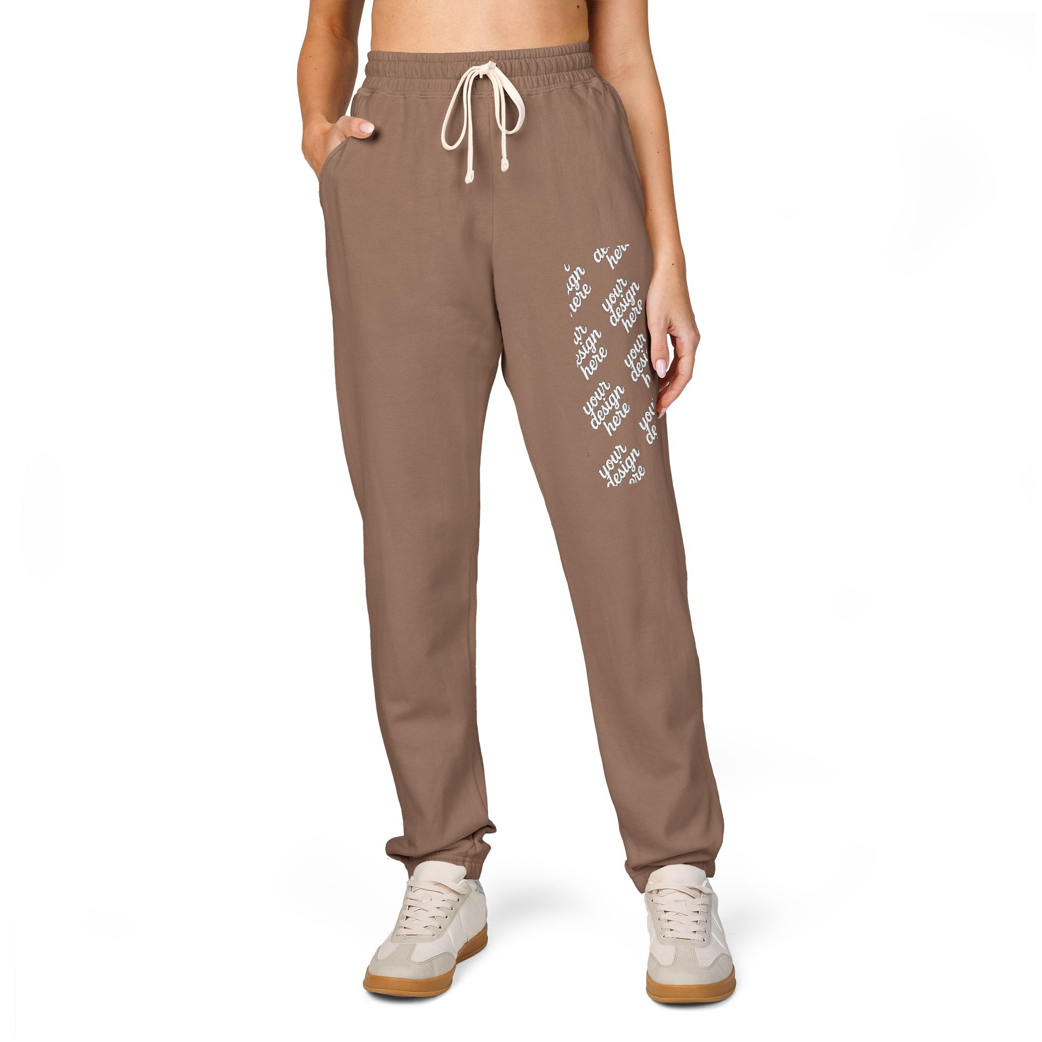 4693413621497666931_2048.jpeg Cozy Garment-Dyed Fleece Sweatpants with Floral Design, Comfy Lounge Pants, Perfect for Relaxation, Casual Wear, Home and Gift