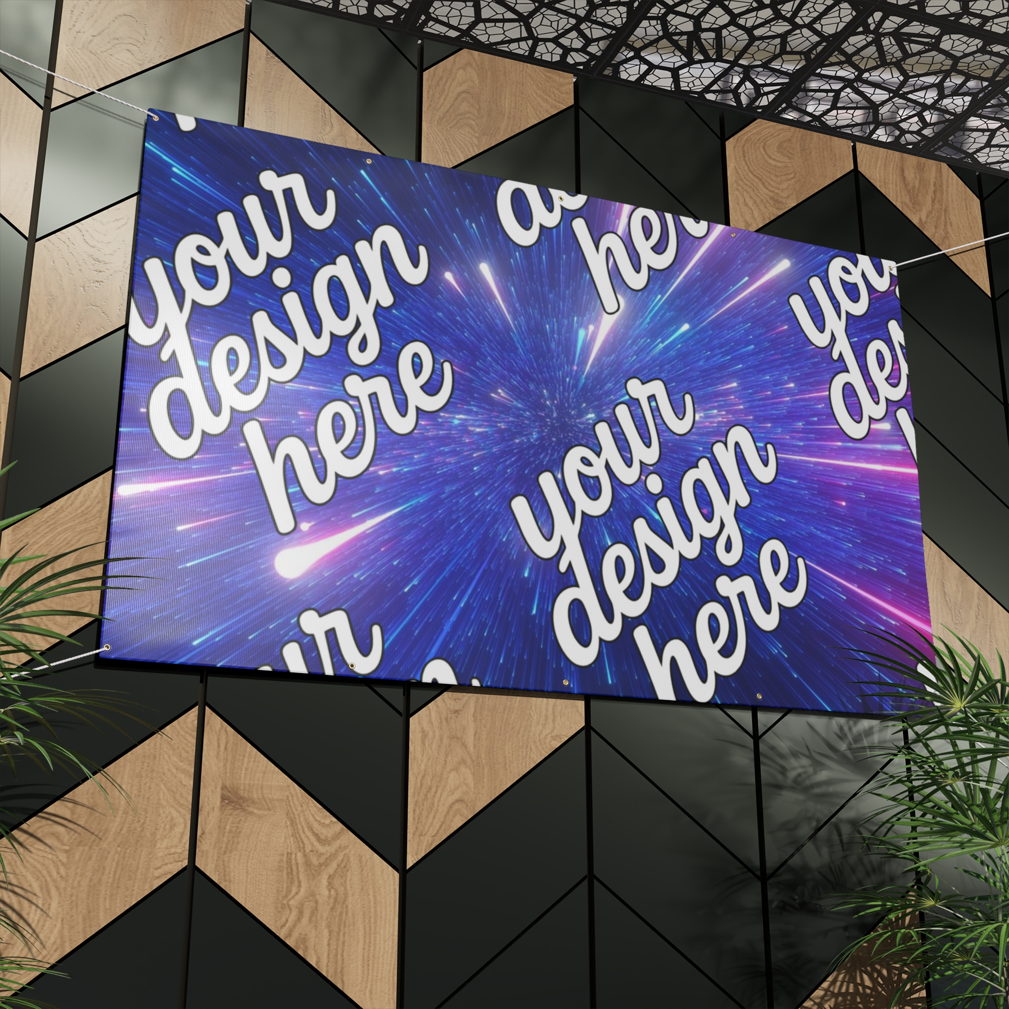 7866797263556391427_2048.webp Cosmic Matte Banner – Colorful Light Burst Design for Events and Parties