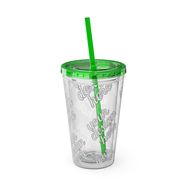 Sunsplash 16oz Insulated Tumbler with Straw — Vibrant Double‑Wall Travel Cup