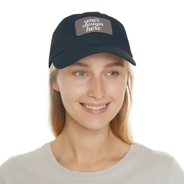 Unstructured Hat With Rectangle Leather Patch