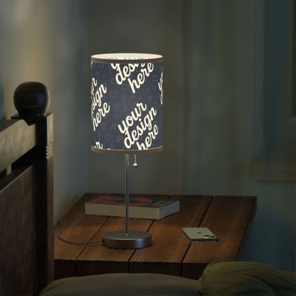 Modern Fabric-Trim Lamp on Stand — Cozy 360 Printed Shade
