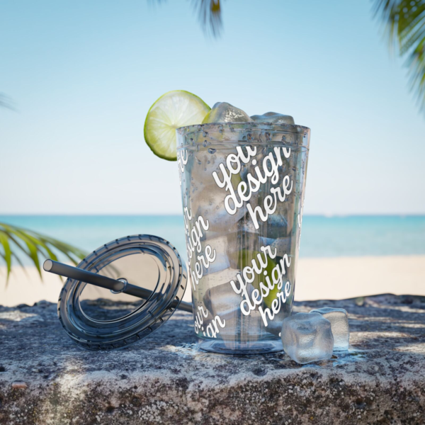 Sunsplash 16oz Insulated Tumbler with Straw — Vibrant Double‑Wall Travel Cup