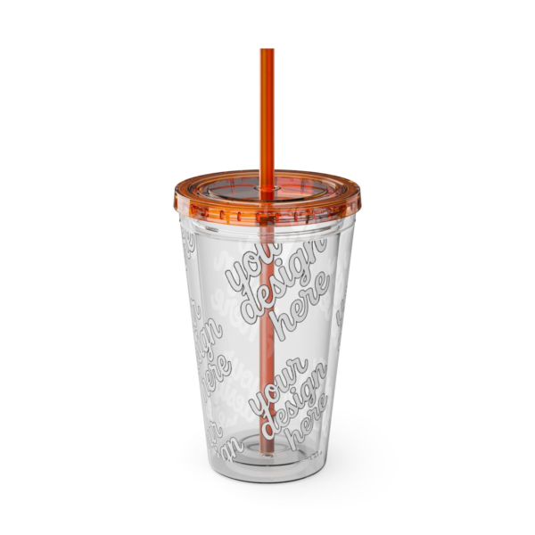 Sunsplash 16oz Insulated Tumbler with Straw — Vibrant Double‑Wall Travel Cup