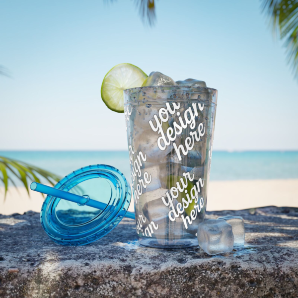 Sunsplash 16oz Insulated Tumbler with Straw — Vibrant Double‑Wall Travel Cup