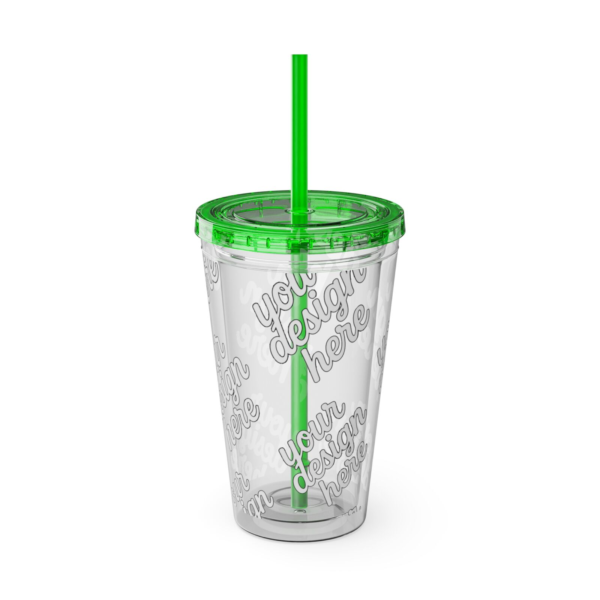 Sunsplash 16oz Insulated Tumbler with Straw — Vibrant Double‑Wall Travel Cup
