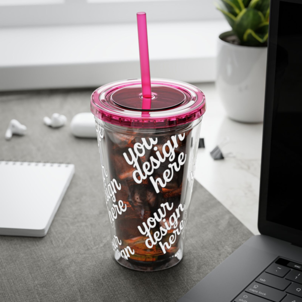 Sunsplash 16oz Insulated Tumbler with Straw — Vibrant Double‑Wall Travel Cup