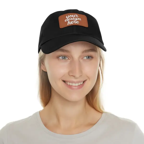 Unstructured Hat With Rectangle Leather Patch