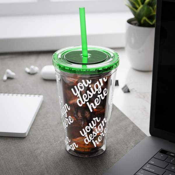 Sunsplash 16oz Insulated Tumbler with Straw — Vibrant Double‑Wall Travel Cup