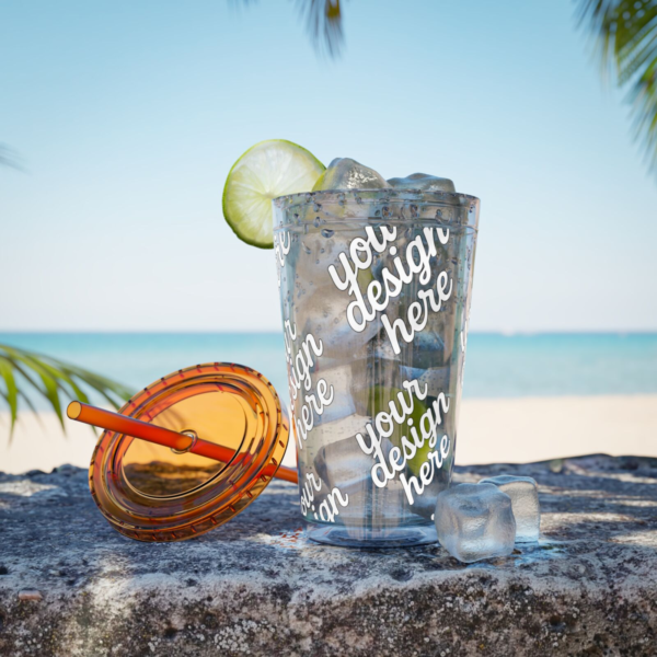 Sunsplash 16oz Insulated Tumbler with Straw — Vibrant Double‑Wall Travel Cup