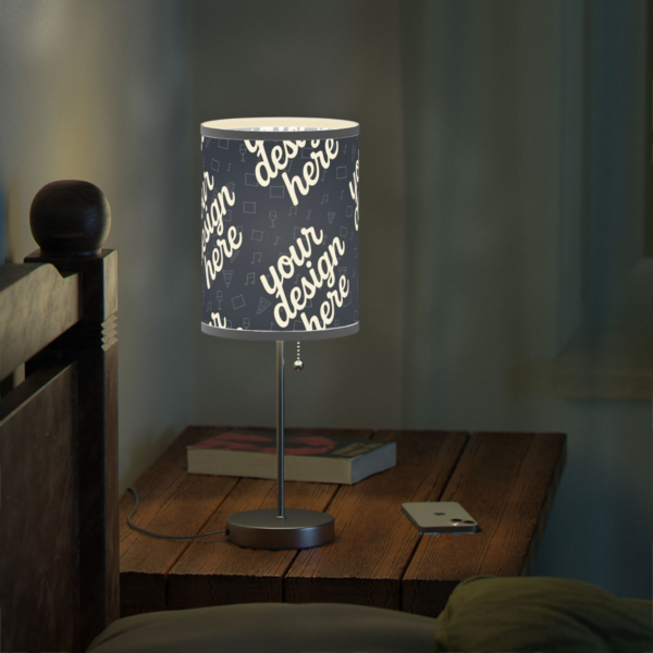 Modern Fabric-Trim Lamp on Stand — Cozy 360 Printed Shade