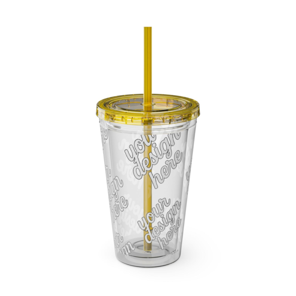 Sunsplash 16oz Insulated Tumbler with Straw — Vibrant Double‑Wall Travel Cup