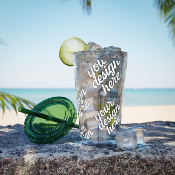 Sunsplash 16oz Insulated Tumbler with Straw — Vibrant Double‑Wall Travel Cup