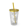 Sunsplash 16oz Insulated Tumbler with Straw — Vibrant Double‑Wall Travel Cup