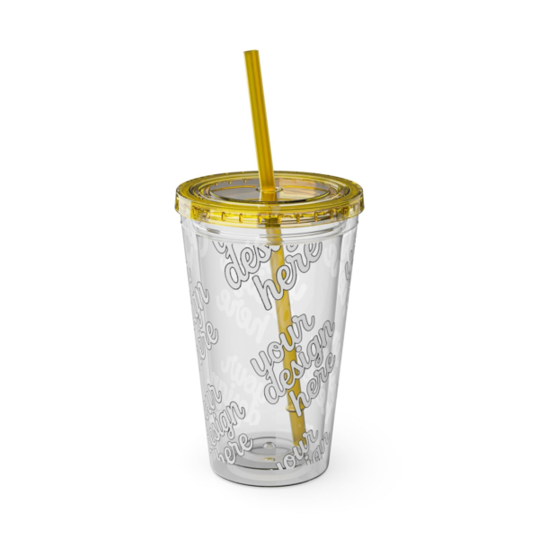 Sunsplash 16oz Insulated Tumbler with Straw — Vibrant Double‑Wall Travel Cup