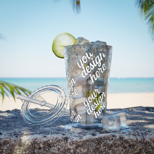 Sunsplash 16oz Insulated Tumbler with Straw — Vibrant Double‑Wall Travel Cup