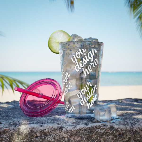 Sunsplash 16oz Insulated Tumbler with Straw — Vibrant Double‑Wall Travel Cup