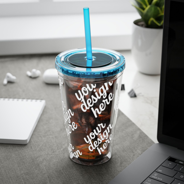 Sunsplash 16oz Insulated Tumbler with Straw — Vibrant Double‑Wall Travel Cup