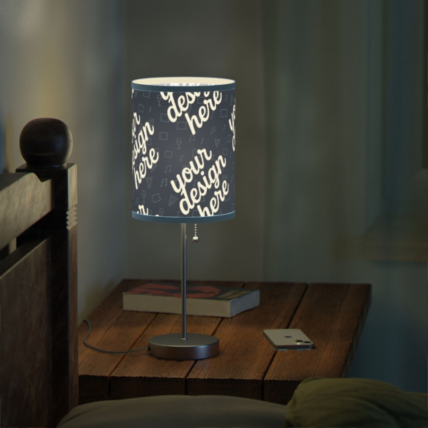 Modern Fabric-Trim Lamp on Stand — Cozy 360 Printed Shade