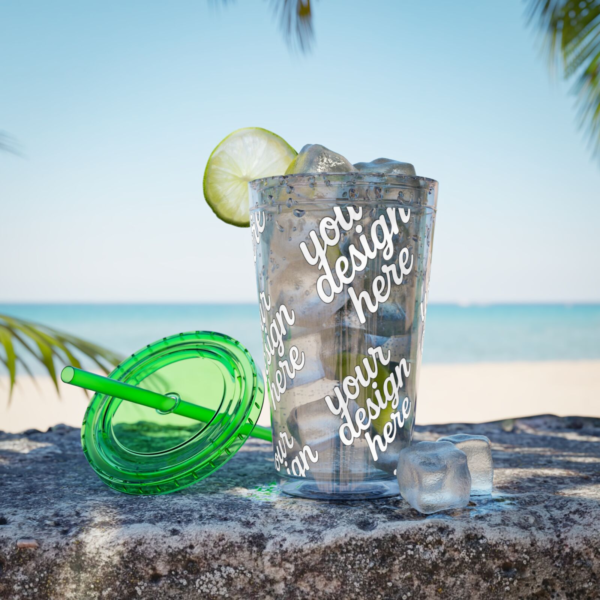 Sunsplash 16oz Insulated Tumbler with Straw — Vibrant Double‑Wall Travel Cup