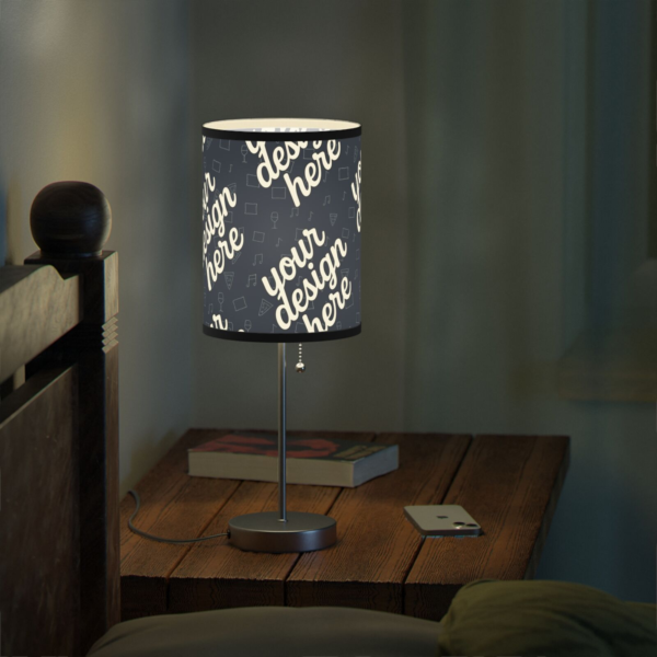 Modern Fabric-Trim Lamp on Stand — Cozy 360 Printed Shade