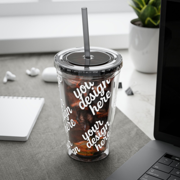 Sunsplash 16oz Insulated Tumbler with Straw — Vibrant Double‑Wall Travel Cup