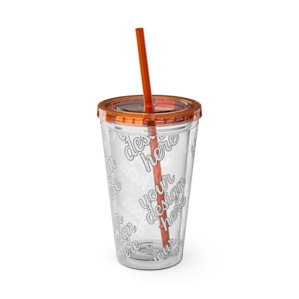 Sunsplash 16oz Insulated Tumbler with Straw — Vibrant Double‑Wall Travel Cup