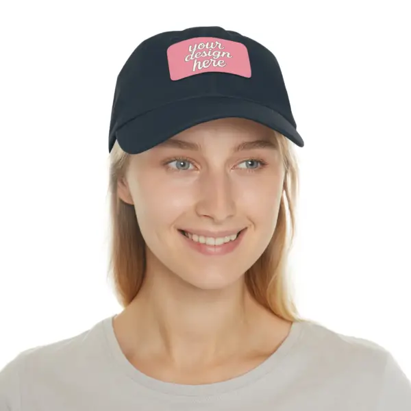 Unstructured Hat With Rectangle Leather Patch